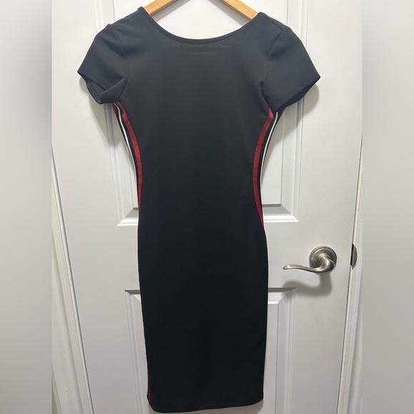 Super cute black with red stripe body-con dress - Picture 2 of 6